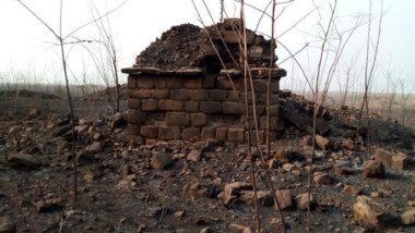 Incendio forestal daña la zona arqueológica de Oxkintok