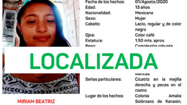 Localizan a menor reportada como desaparecida en la Amalia Solórzano