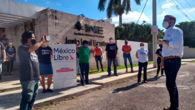 Protestan militantes de México Libre en Yucatán