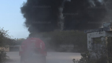 Fuerte incendio en Kanasín