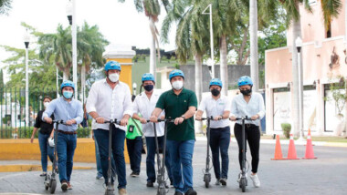 Inauguran recorridos de scooters eléctricos en Paseo de Montejo