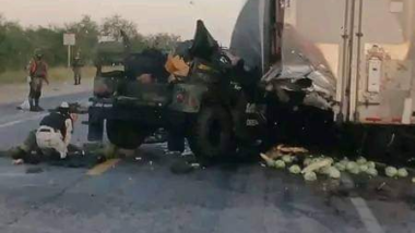 Choque entre tráiler y militares dejó a siete elementos muertos en Tamaulipas