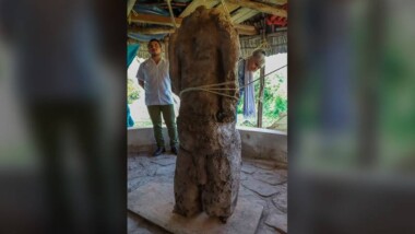 Hallan escultura de guerrero decapitado en Oxkintok, Yucatán