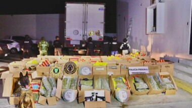 Aseguran camión cargado de drogas y armas de fuego