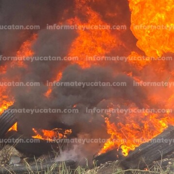 Incendio moviliza a bomberos en Kanasín