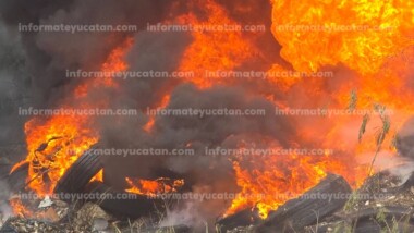 Incendio moviliza a bomberos en Kanasín