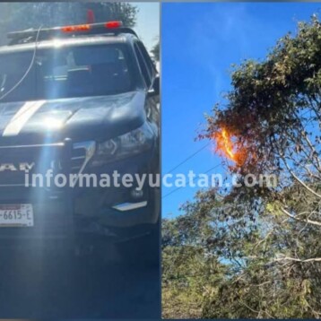 Cables de alta tensión caen sobre patrulla