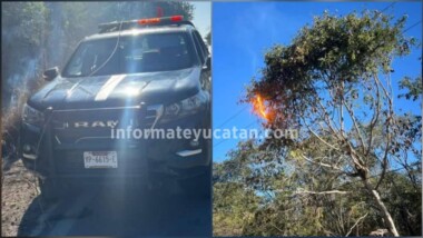 Cables de alta tensión caen sobre patrulla