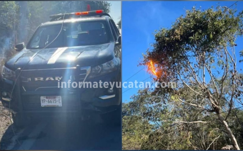 Cables de alta tensión caen sobre patrulla