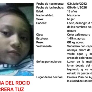 Reportan desaparición de adolescente en Mérida