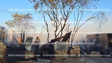 Incendio arrasa con viviendas en Dzununcán