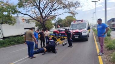 Motociclista resulta lesionado tras choque en la Mérida–Umán