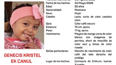 Activan Alerta Amber por desaparición de niña de 2 años en Izamal