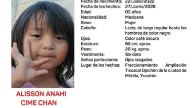 Activan Alerta Amber en Yucatán por desaparición de niña de 3 años