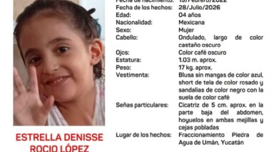 Activan Alerta Amber por desaparición de niña de 4 años en Umán